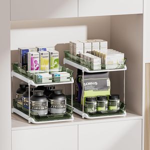 Organizador de Medicamentos Extraíble de 2 Niveles, Almacenamiento Multiusos para Baño y Cocina, Organizador Apilable para Fregadero y Despensa - Product Image 4