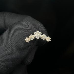 Diamond Flower Stud Earring In 14K Solid Gold With Internally Threaded <b>Flat</b> Back Design Dainty <b>Piercing</b> <b>Jewelry</b> For Women Gift - Product Image 2