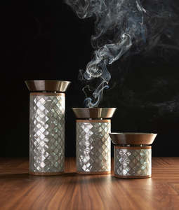 Brûleur à Bakhoor en Métal Incrusté de Nacre de Luxe, Élégant Porte-Encens Arabe Mabkhara pour Oud, Ramadan, Aïd et Décoration Intérieure Haut de Gamme - Product Image 1