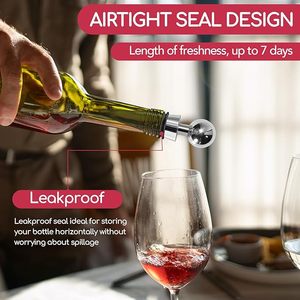 Bouchon de bouteille de vin en acier inoxydable avec surface lisse, fermeture en liège, boîte cadeau avec logo personnalisé pour bar et restaurant - Product Image 5