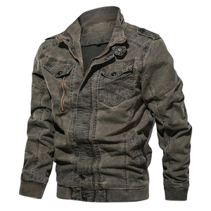 Men's Brown Canvas Shirt Jacket Casual Turn-down Collar Single Breasted <b>Button</b> Closure Slim Fit Autumn Wear - Product Image 2