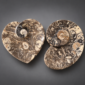 Cuencos de Piedra Fósil de Orhocerá Natural, Forma de Corazón, Patrón Floral Vintage, Pulidos, Decorativos, Feng Shui, Decoración del Hogar, Venta al por Mayor - Product Image 1
