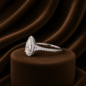 Anillo de Compromiso de Plata de Ley 925 con Corte de Pera, Diamante Cultivado en Laboratorio, Regalo para el Día de la Madre, Joyería con Engaste Halo - Product Image 4