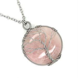 Colgante de árbol de la vida de cuarzo rosa de la mejor calidad al por mayor colgantes de piedras preciosas de cristal curativo natural comprar de ágata Aameena - Product Image 6