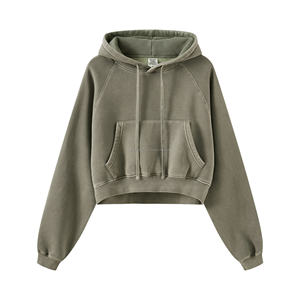 Venta al por mayor personalizada ropa de talla grande impresión recortada mujeres sudaderas con capucha sudaderas fabricantes ropa de aduanas - Product Image 6