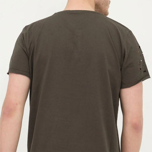 T-shirt personnalisé pour homme, délavé et vieilli, en coton épais, style streetwear, vente en gros directe usine - Product Image 4