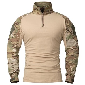 Camiseta Deportiva Erni para Hombre, Manga Larga, Cierre de Cremallera 1/4, Ripstop, Spandex/Poliéster, Transpirable, 180g, Camuflaje, Táctica, Ropa de Trabajo, Gimnasio - Product Image 1