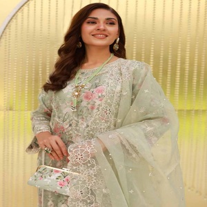 Venta de liquidación Vestido de fiesta para mujer Dr Haris Organza Shalwar Kamez Dupata Estilo indio pakistaní al por mayor - Product Image 4