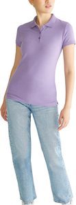 Camiseta Polo de Manga Corta para Mujer, Color Morado Sólido, Tejido Piqué, Corte Regular Informal - Product Image 4