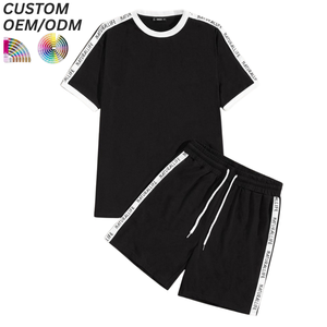 Conjuntos de Camisetas de Cuello Redondo para Hombre, Tejidas, Transpirables, Estilo Urbano, de Algodón Casual para Verano, con Logotipo Personalizado Impreso en Serigrafía, OEM - Product Image 3