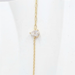 Hot Sale Trendy Yellow Gold Plated Bracelet Necklace CZ <b>Crystal</b> Water Drop Shape Wholesalers' <b>Fashion</b> <b>Accessory</b> for Parties Made - Product Image 1