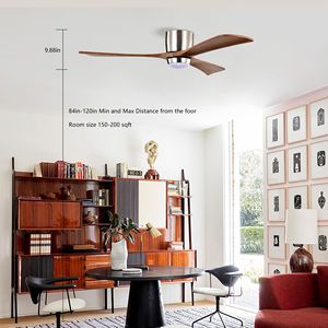 Ventilatore da soffitto silenzioso da 52 pollici con motore DC, 3 pale in legno e telecomando, reversibile e 6 livelli di velocità, motore AC, dimensione pale 42 pollici - Product Image 2