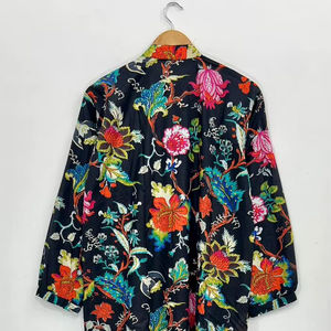 Bata Floral de Algodón Hecha a Mano: Vestido Estilo Kimono Boho - Product Image 5