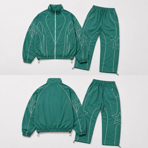 Men's Sportswear Waterproof <b>Patchwork</b> Zip up Polyester Nylon Windbreaker Track <b>Jacket</b> and Pants Set Wholesale - Product Image 1