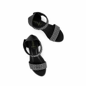 Sandalias de tacón negras para niñas estilo elegante KD9878 - Product Image 1