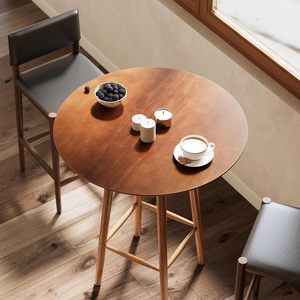 Solid Wood Round <b>Table</b> Walnut | Contemporary Side <b>Table</b> Hotel Cafe Restaurant Furniture - Product Image 4