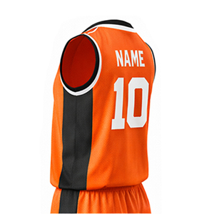 เสื้อบาสเก็ตบอลสีดำส้มแบบปรับแต่งได้ พิมพ์ลายด้วยความร้อน ดีไซน์กลับด้านได้ ไซส์ใหญ่ ระบายอากาศได้ดี แห้งเร็ว - Product Image 4