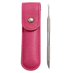 Empujador de Cutículas en Forma de Lazo, Empujador de Cutículas para Pretratamiento, Empujador de Cutículas Redondo de Acero Inoxidable con Estuche de Cuero PU - Product Image 1