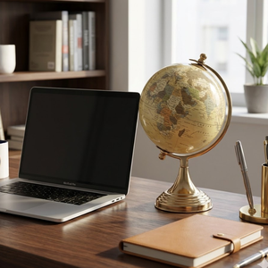 Globe terrestre de bureau exécutif haut de gamme avec support en aluminium | Globe terrestre éducatif avec carte détaillée pour bureau, table d'étude et décoration intérieure - Product Image 3