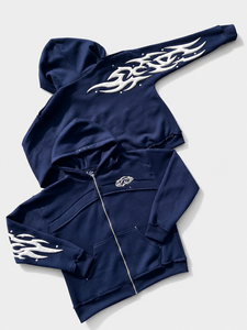Inimus Red <b>Velvet</b> <b>Tracksuit</b> With Rhinestone Logo Full Zip Hoodie And Pants Set Streetwear For Adults Winter Wear - Product Image 4