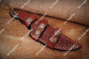 Cuchillo EDC Skinner de Acero de Damasco Personalizable al por Mayor con Hoja Fija de Espiga Completa, Mango de Hueso y Funda de Cuero para Camping al Aire Libre, OEM - Product Image 6