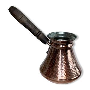 Magnifique cafetière turque, grecque et arabe en laiton martelé cuivré, pour cuisinière, avec poignée en bois (Cezve, Ibrik, Briki) - Product Image 4