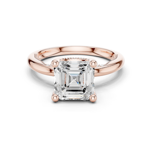 เครื่องประดับทองคำชมพู 14k ยอดนิยม ชุบออกซิไดซ์ ประดับเพชรทรง Asscher แบบสี่ขา ฝังเพชรเพาะเลี้ยง สวยงาม เหมาะเป็นของขวัญหมั้นสำหรับเธอ - Product Image 1
