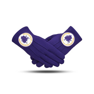 Gants en coton violets avec logo brodé, longueur poignet, chauds pour un usage quotidien, style hiver, design uni - Product Image 2