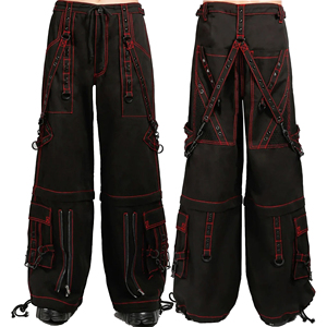 Custom Goth <b>Punk</b> Cargo Pants <b>Men</b> Women Streetwear Contrast Stitching Multi-Pocket Wide Leg Elastic Waist Color Blocked Trousers - Product Image 4