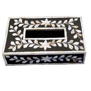 Boîte de papier de soie incrusté d'os avec finition polonaise Design floral forme rectangulaire accessoires de cuisine d'excellente qualité - Product Image 1