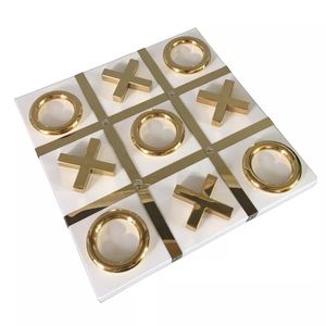 Best Seller <b>Marble</b> Tic Tac Toe <b>Game</b> Board with Gold Pieces Luxury Modern Tabletop Decor Gift for Adults Contemporary Home Accent - Product Image 2
