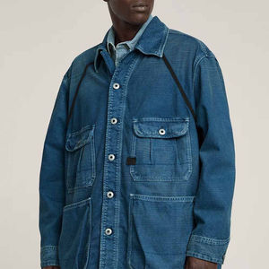 Veste en jean surdimensionnée pour homme, style déchiré, coupe ample, 100% coton, boutonnée, manches longues, respirante, coupe-vent - Product Image 3