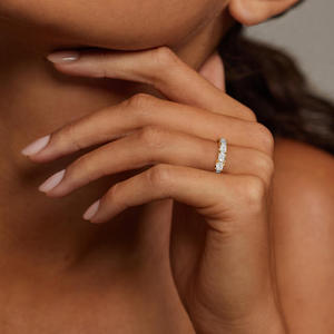 Full Eternity Prong-Set <b>Emerald</b> Cut Diamond <b>Band</b> <b>Ring</b> - Product Image 4
