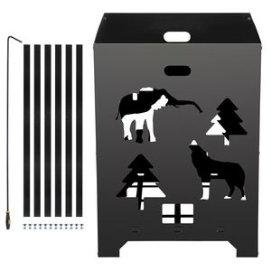 Gabbia per Incenerimento Portatile in Acciaio al Carbonio 21x21x27 Pollici con Coperchio e Maniglia per Incenerimento all'Aperto - Product Image 1