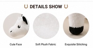 Peluche Cheval Kawaii, Jouet en Peluche Doux, Adorable Poupée en Velboa, Personnalisable OEM, Vente en Gros, Cadeau Décoratif - Product Image 6