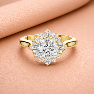 Anillo de Compromiso de Lujo con Diamante Cultivado en Laboratorio, Diseño Floral en Oro Amarillo, Blanco y Rosa, Certificado IGI, para Mujer - Product Image 2