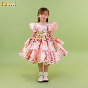 Vestido Rosy Garden Princess para Niñas, Diseño Floral Bordado a Mano, Otoño, 100% Algodón Tafetán, Certificado OEKO-TEX, Largo a Media Pantorrilla, Ecológico-FC017 - Product Image 2
