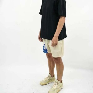 Pantalones Cortos Deportivos para Hombre, Color Beige, con Estampado de Llamas, Cierre con Cordón, Secado Rápido, Estilo Casual, Cintura Media, Tejido de Tela - Product Image 5