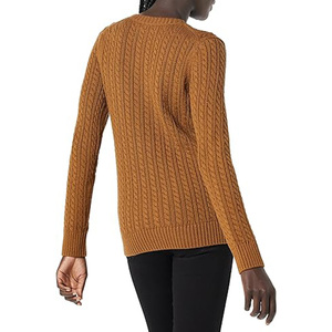 Suéter de Punto Grueso para Hombre, Color Marrón Sólido, Manga Larga, Cuello Redondo, Jersey de Invierno - Product Image 3