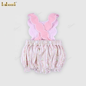 Babeeni 4th July Smocked Bubble Rompers Baby Girls 100% Cotton Short Sleeve Letter Pattern Snap Button Closure Summer OEKO-<b>TEX</b> - Product Image 5