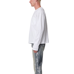 T-shirt à manches longues col rond pour homme avec poche poitrine, coupe ample, uni, décontracté, streetwear, vente en gros, personnalisable, OEM, en jersey de coton - Product Image 5