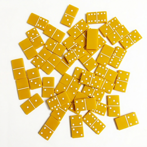 Boîte de rangement artisanale pour jeu de dominos jaunes avec motif de dominos noirs élégants, support décoratif pour dominos pour les jeux à domicile et la table - Product Image 2