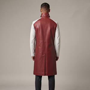 Abrigo de Cuero Personalizado Premium para Hombre, Estilo Gabardina, Cuello Alto, Botones Vintage - Product Image 2