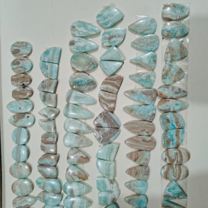 Paires de cabochons ovales en aragonite bleue naturelle certifiée de haute qualité, polis à la main, 20-45 mm, légers, pour la création de bijoux - Product Image 2