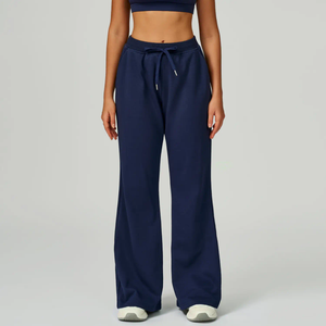 Pantalon de survêtement large pour femme avec logo personnalisé, taille haute, coupe ample, vente en gros, fabricant OEM, marque privée - Product Image 4
