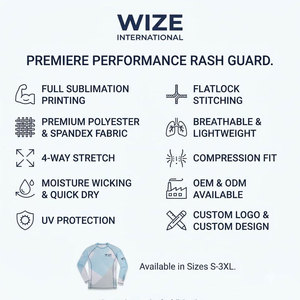 2026 <b>Men's</b> Full Sleeve Breathable Rash Guard <b>Shirts</b> Custom Color Digital Print Spandex/Polyester Fabric Outdoor <b>Compression</b> - Product Image 6