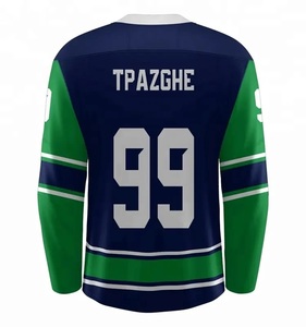 Aangepaste teamnaam Heren ijshockeytrui Ademend polyester Volledige mouw Striksluiting Normale pasvorm Volwassene - Product Image 6