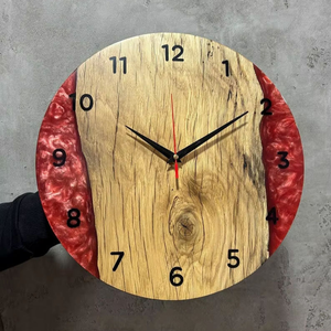 Horloge murale en bois et résine, dernière collection, artisanale, en résine époxy blanche, tailles personnalisées et en promotion - Product Image 1