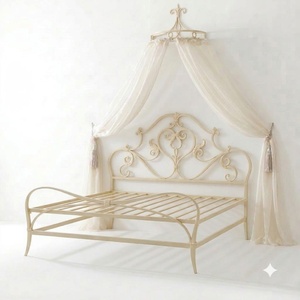 Lit de luxe victorien en fer forgé, taille Queen, avec cadre réglable, revêtement en cuir, noir antique, fabriqué à la main, robuste - Product Image 3