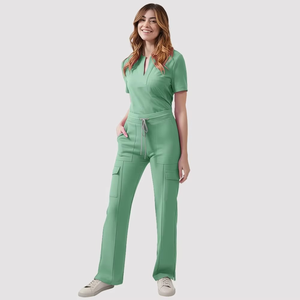 Medical <b>Scrubs</b> Uniform V-neck Hospital Uniforms Nursing <b>Scrubs</b> Uniform Sets Short Sleeve Tops Jogger Pants for Women Nurse Store - Product Image 2